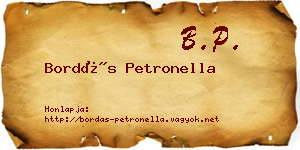 Bordás Petronella névjegykártya